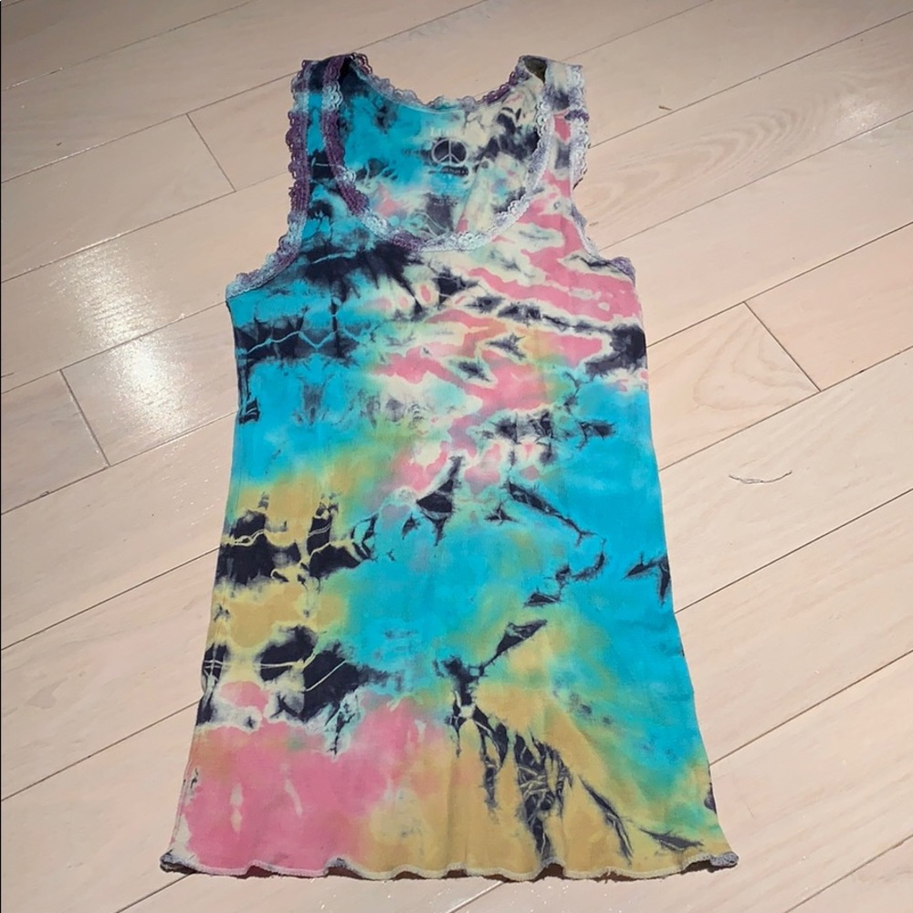 Rainbow Lucky Tie-dye Tank Size S